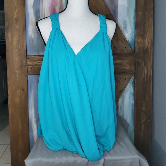INC Wrap Top in Teal Glow - Picture 3 of 8
